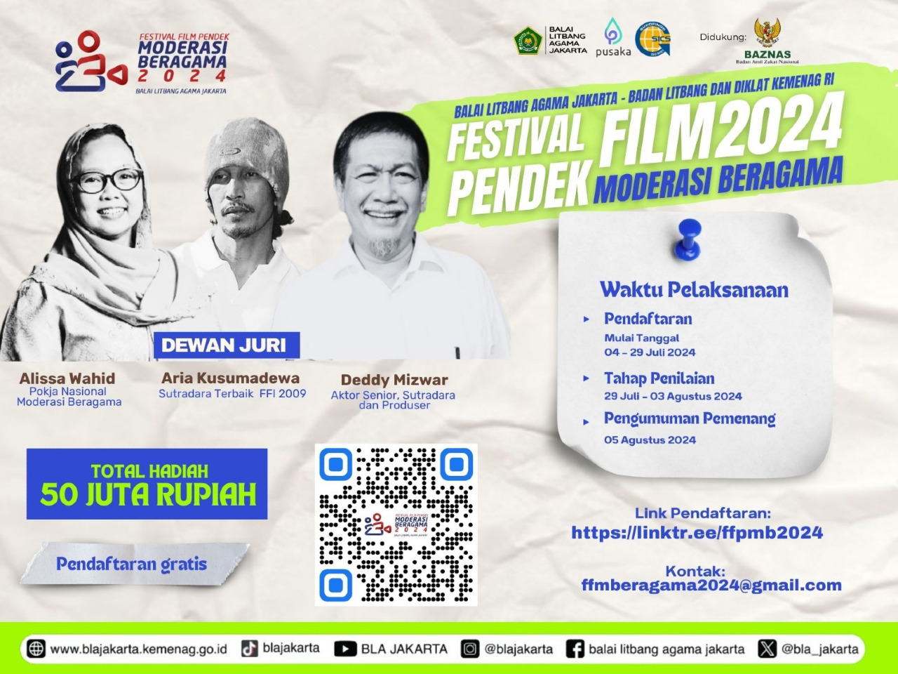 Balai Litbang Agama Jakarta Kembali Gelar Festival Film Pendek Moderasi Beragama 2024